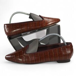 Birdies The Sparrow Croc Print Leather Loafers Women's‎ 6.5 Brown